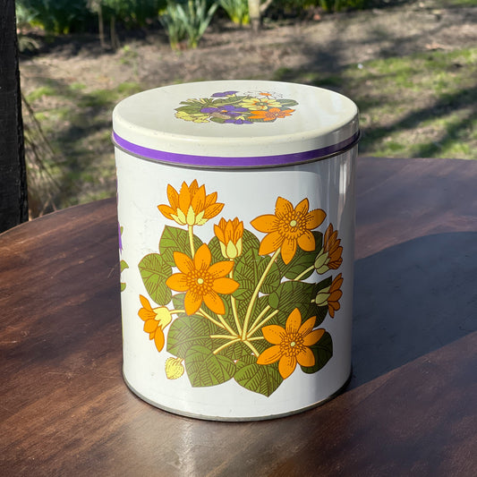 Vintage Blik Met Bloemen - The Collectionist