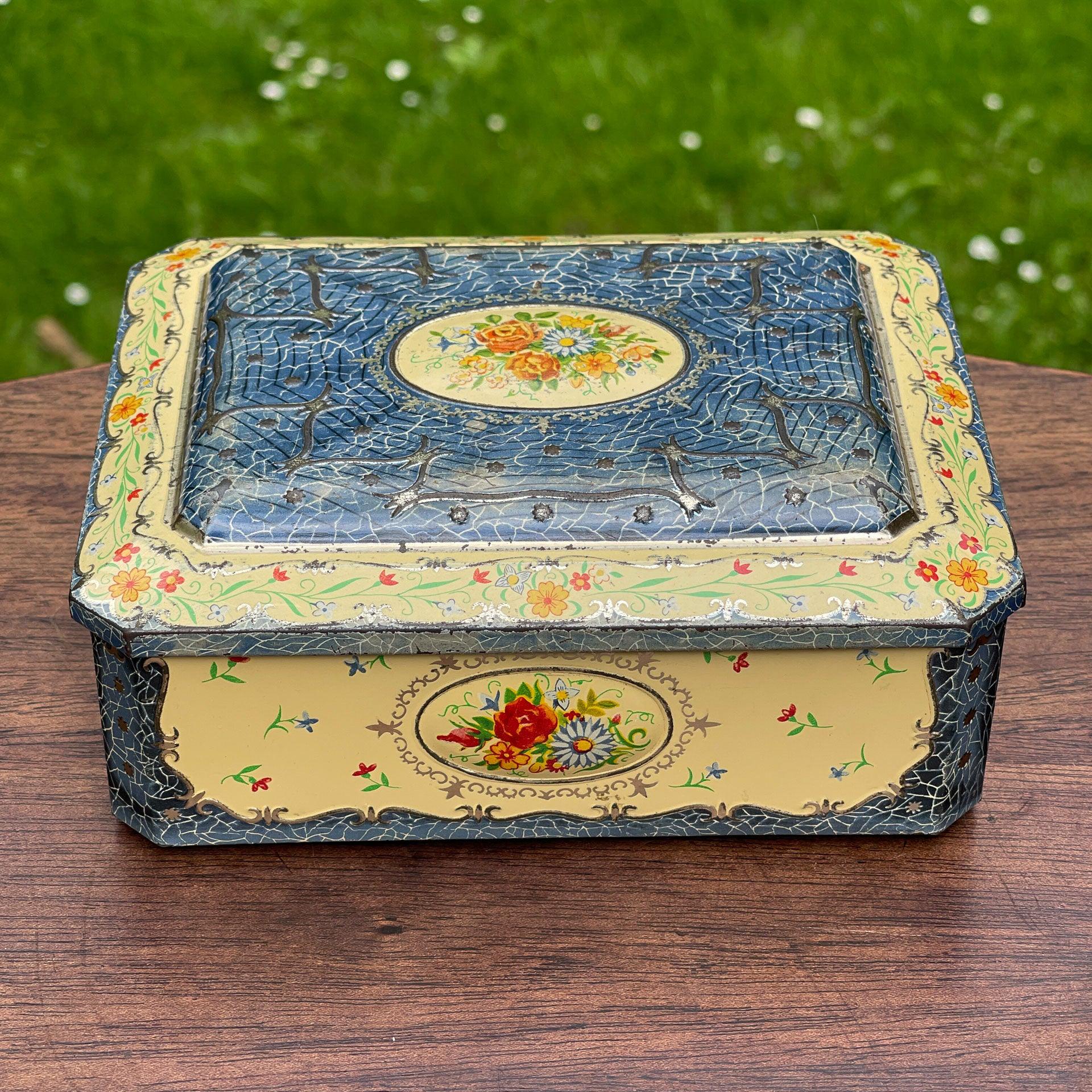 Vintage blik met bloemen - The Collectionist