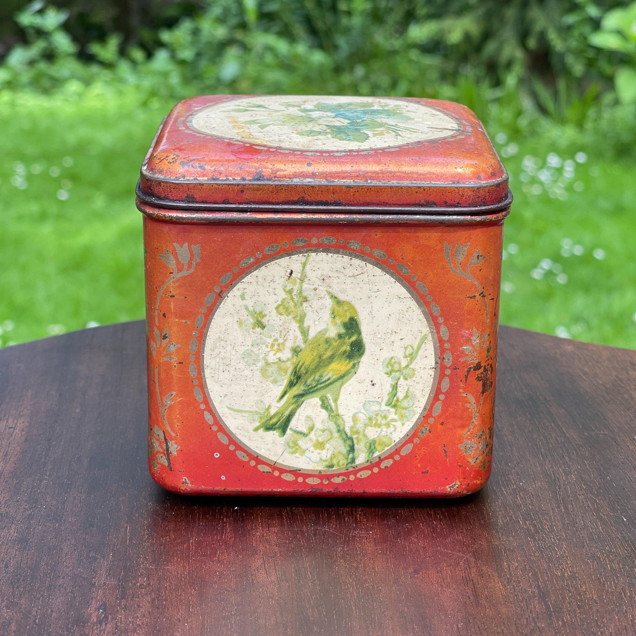 Vintage blik met vogels en bloemen - The Collectionist