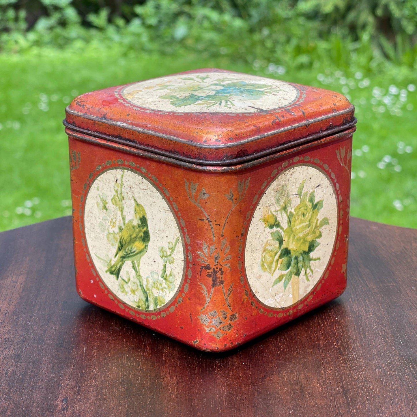 Vintage blik met vogels en bloemen - Bamestra Curiosa