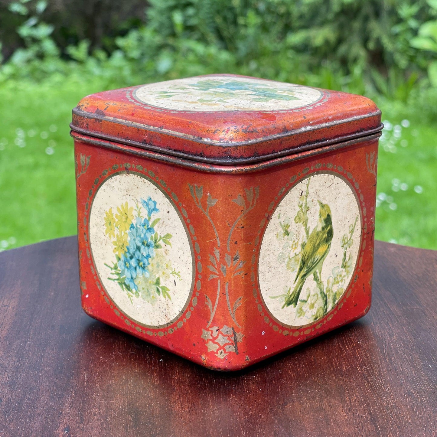 Vintage blik met vogels en bloemen - Bamestra Curiosa