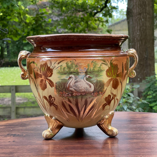 Vintage bloempot met zwanen - Bamestra Curiosa