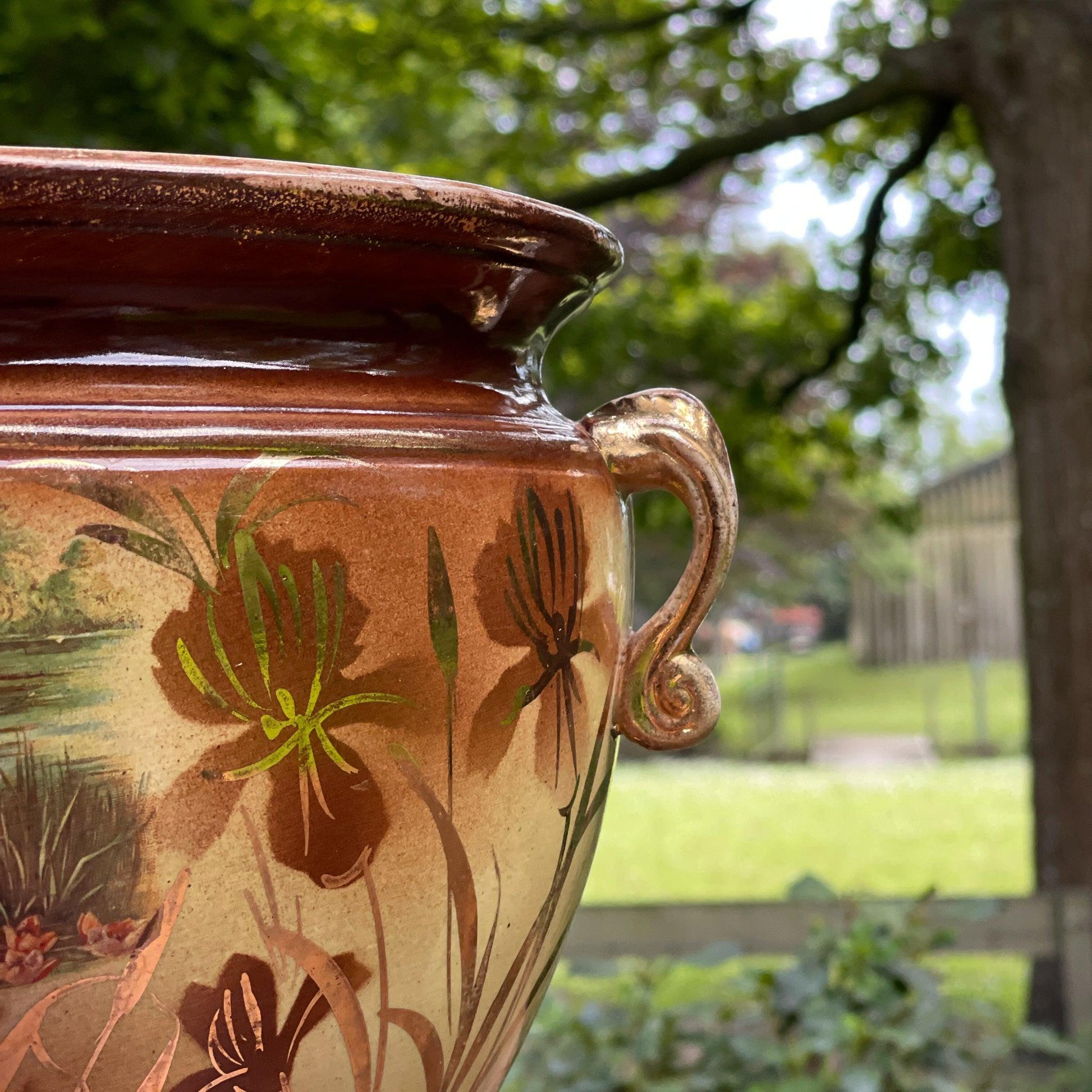 Vintage bloempot met zwanen - Bamestra Curiosa