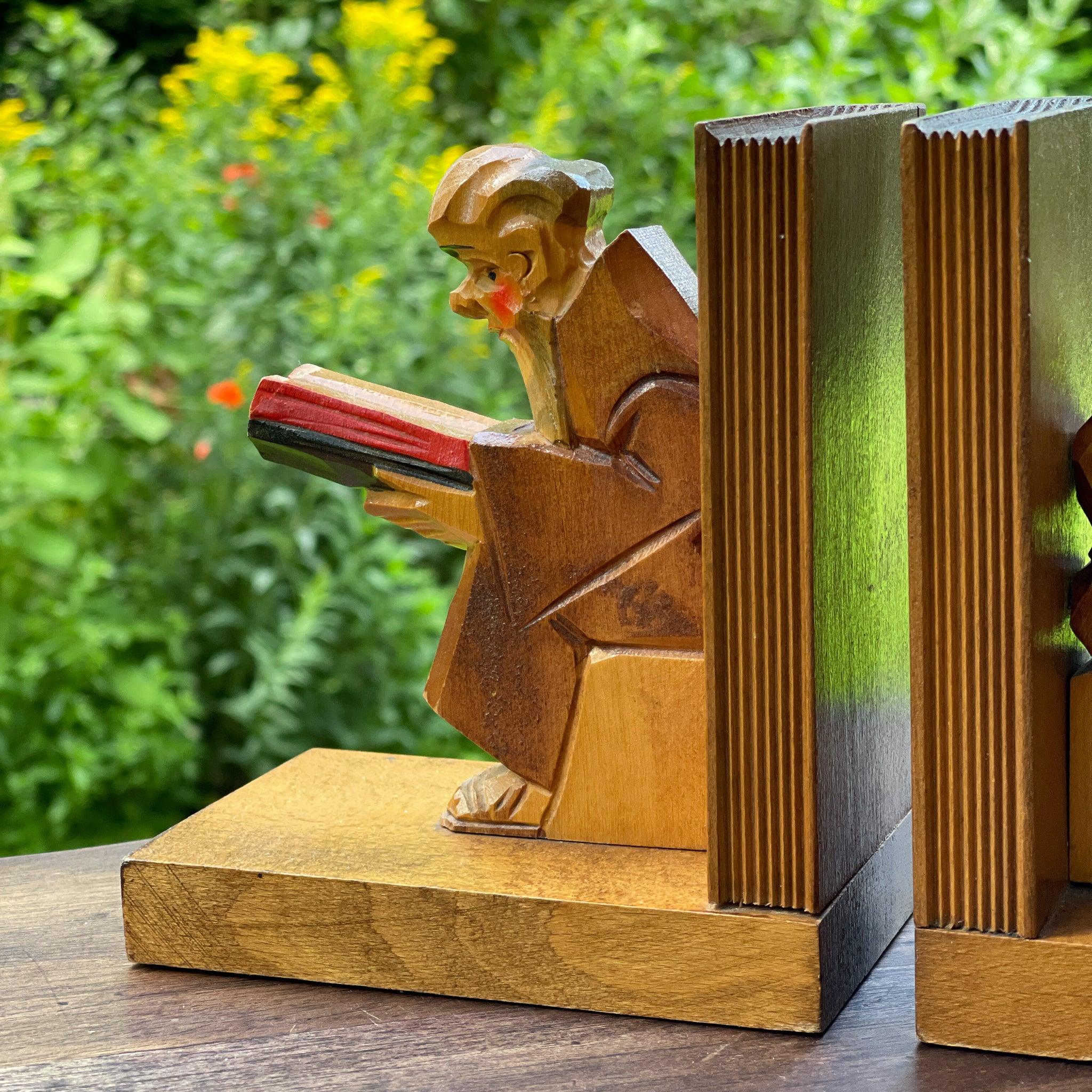 Vintage boekensteunen met monniken - The Collectionist