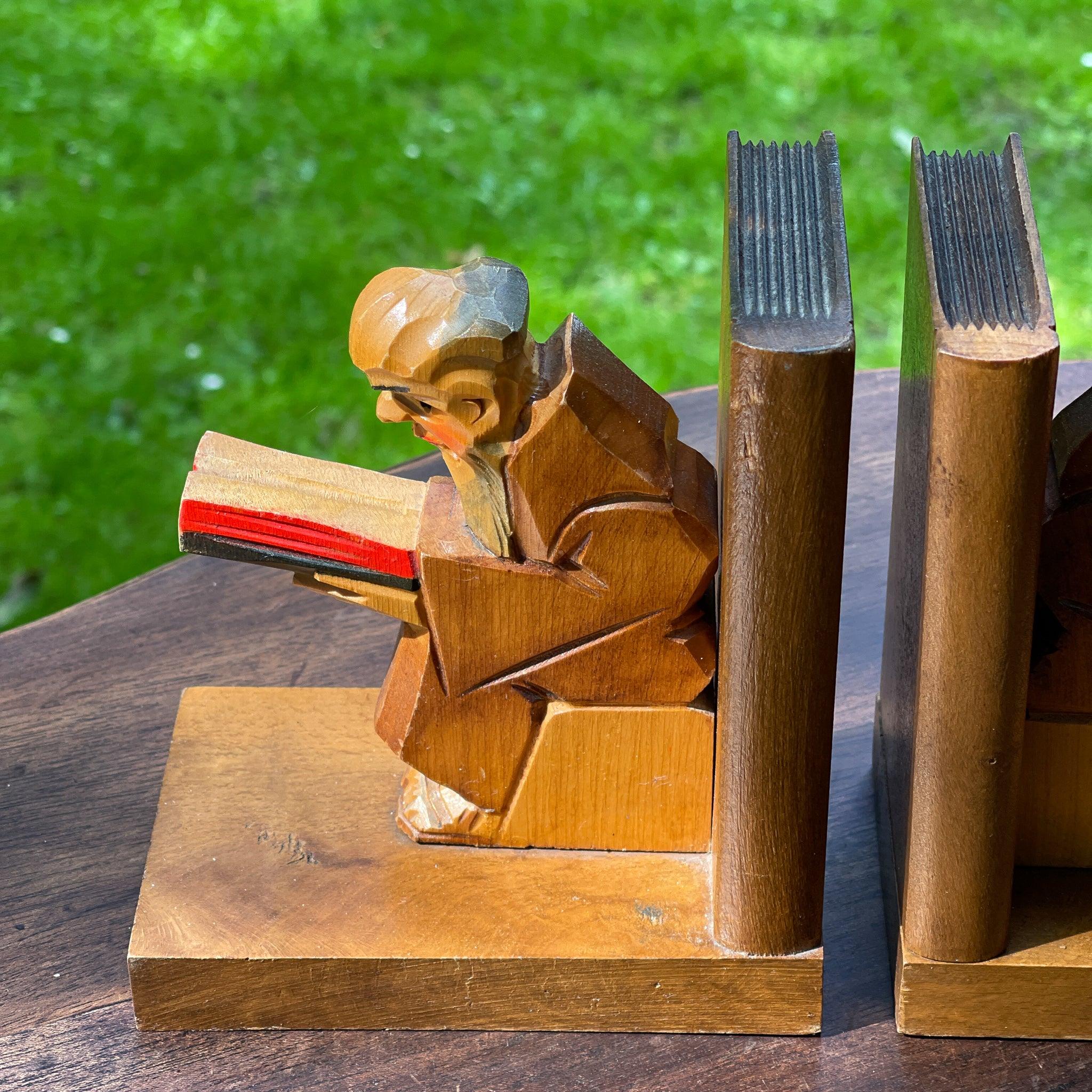 Vintage boekensteunen met monniken - The Collectionist