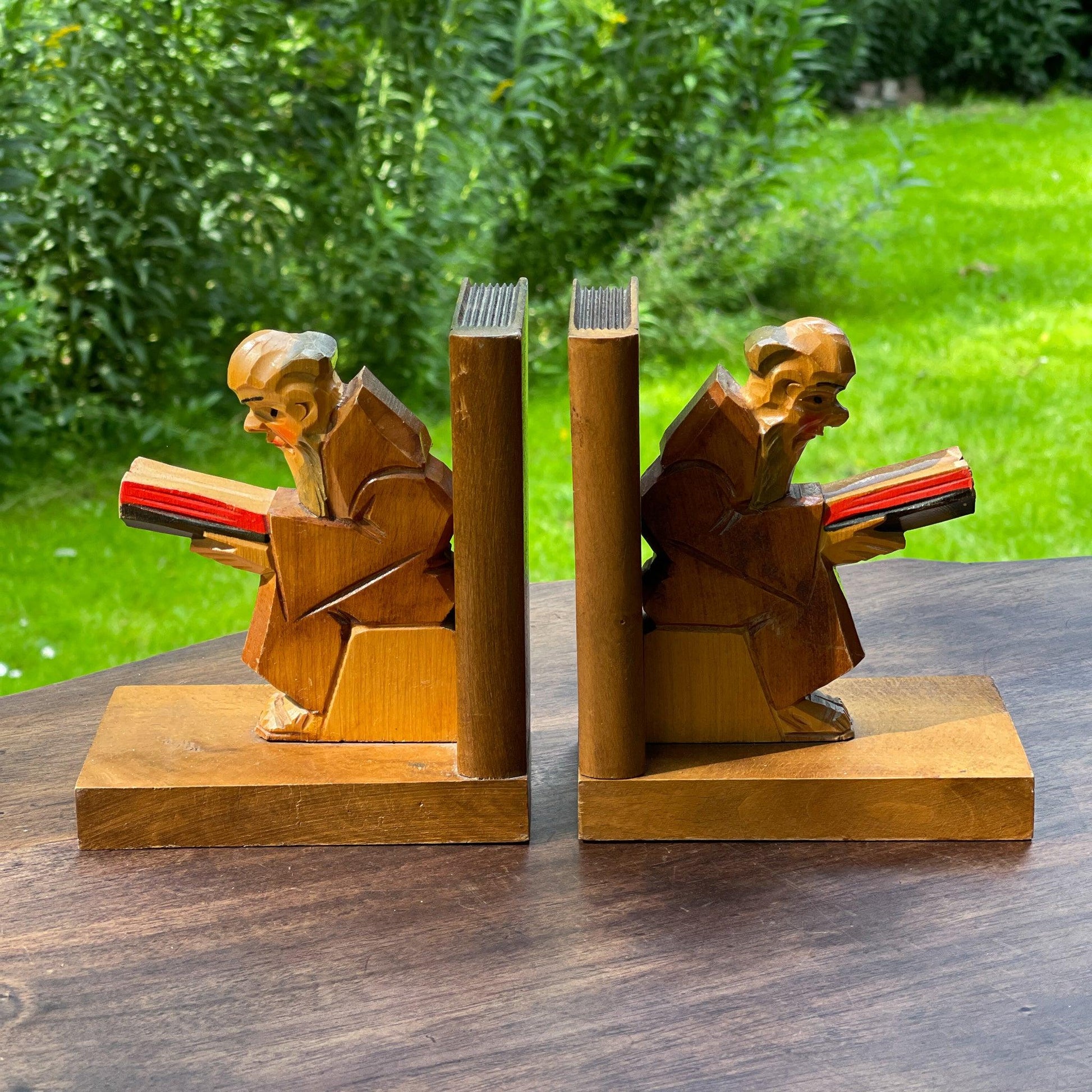 Vintage boekensteunen met monniken - Bamestra Curiosa