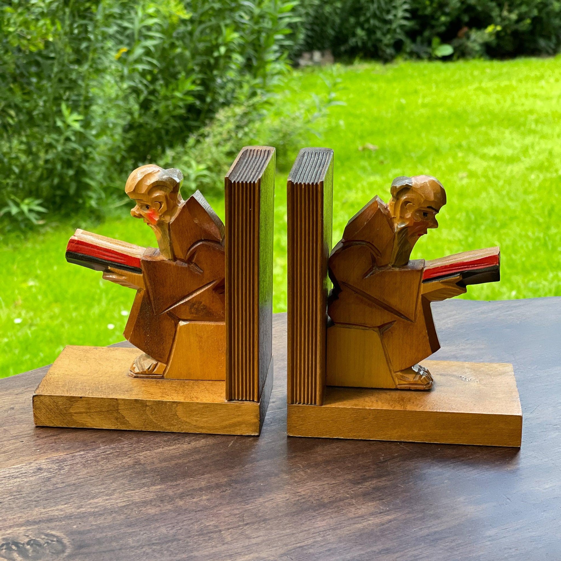 Vintage boekensteunen met monniken - Bamestra Curiosa