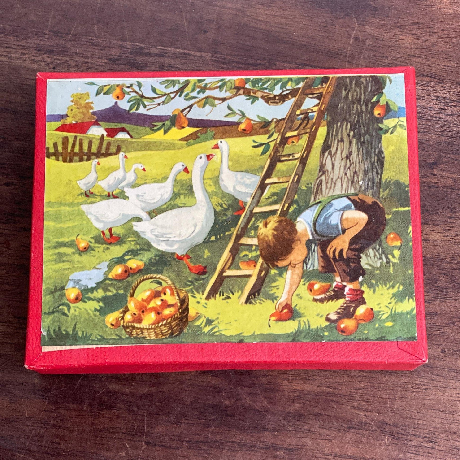Vintage boerderij blokken puzzel met zes plaatjes - Bamestra Curiosa