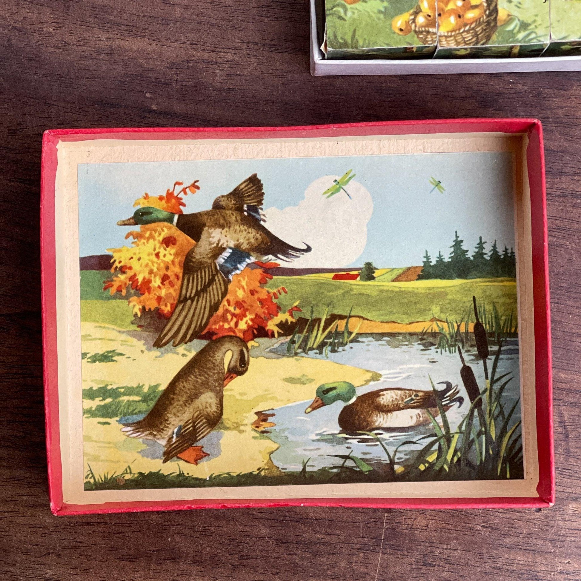 Vintage boerderij blokken puzzel met zes plaatjes - Bamestra Curiosa