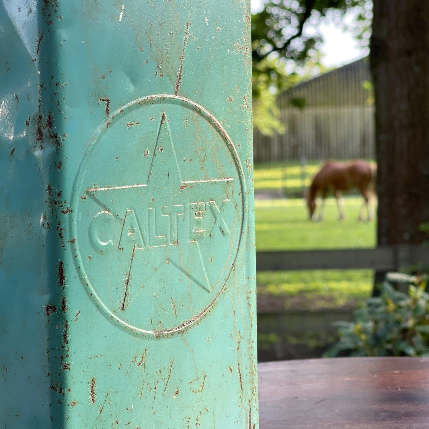 Vintage Caltex petroleum kan - Bamestra Curiosa