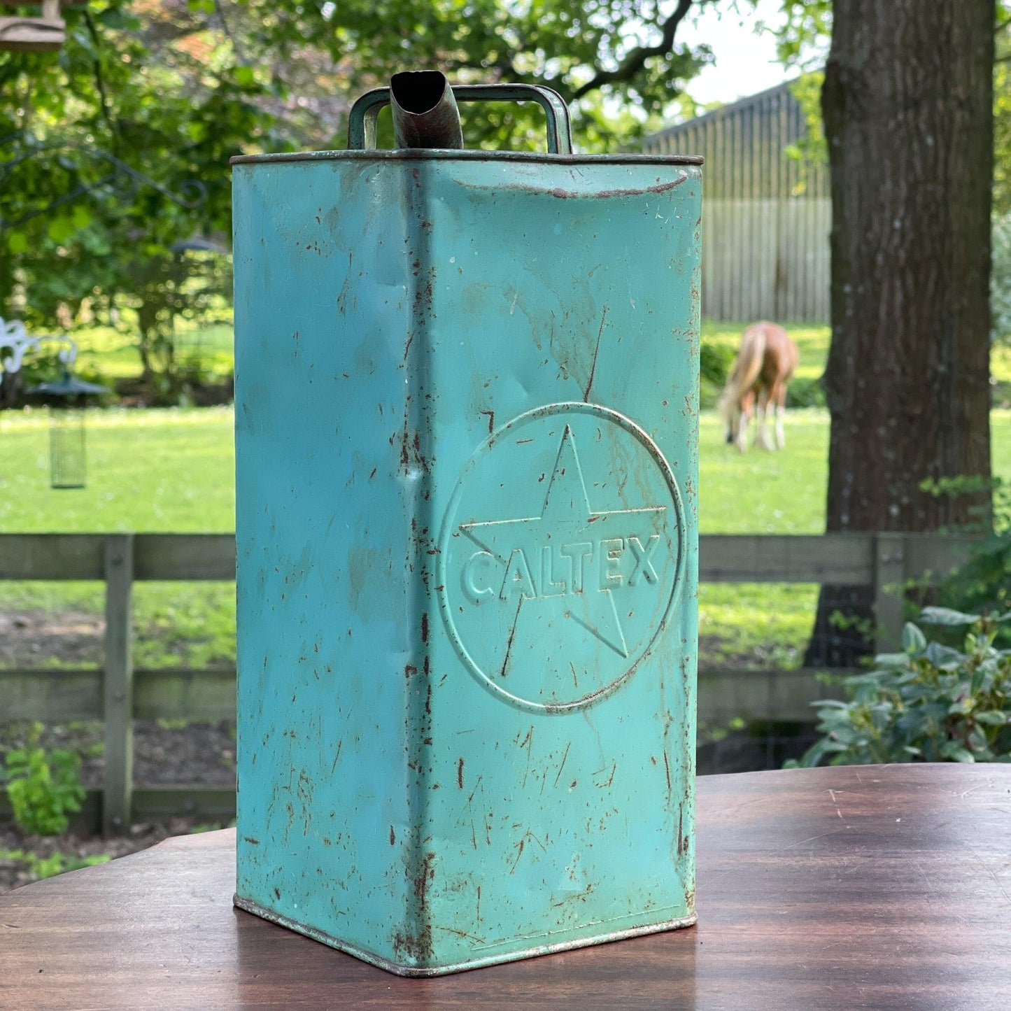 Vintage Caltex petroleum kan - Bamestra Curiosa