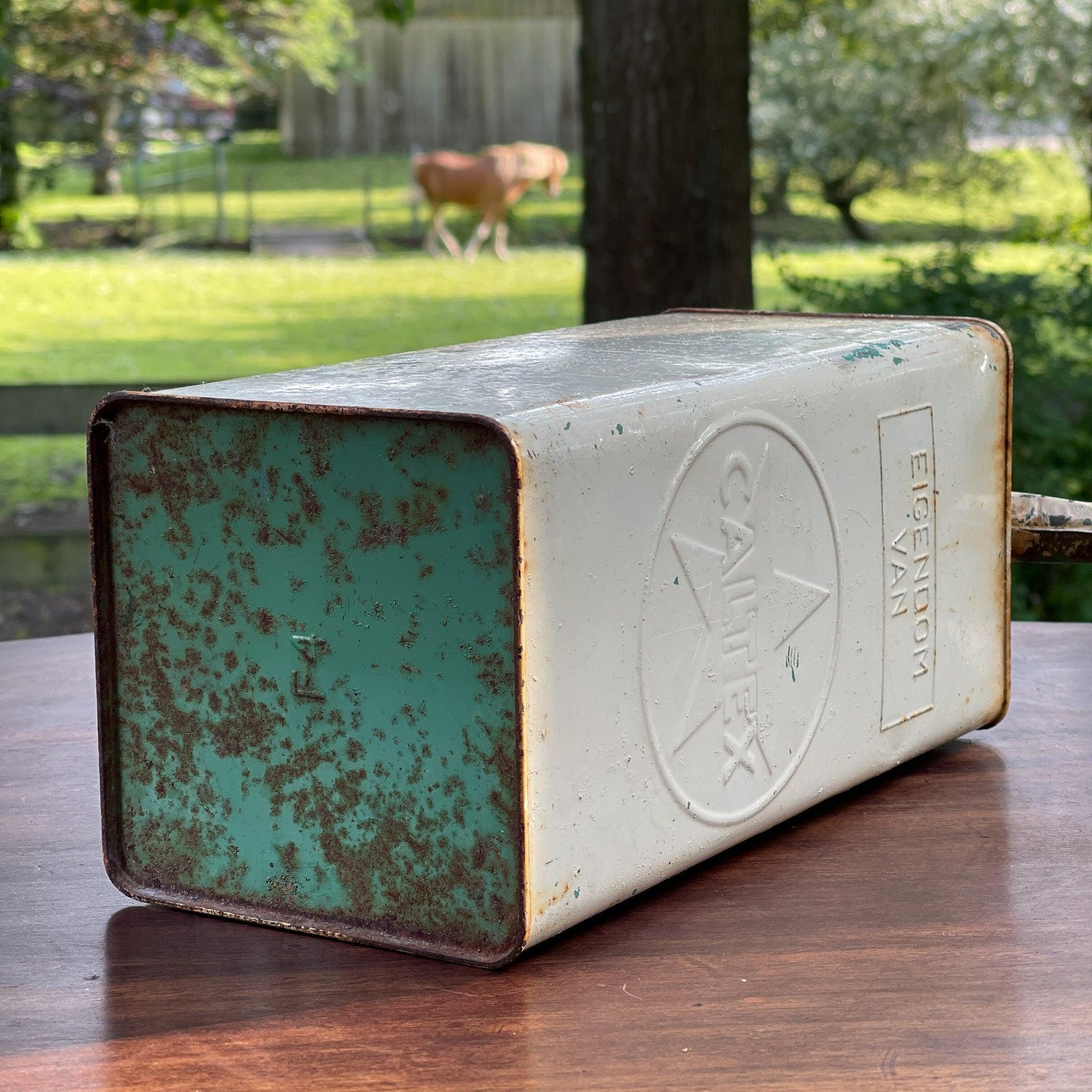 Vintage Caltex petroleum kan - Bamestra Curiosa