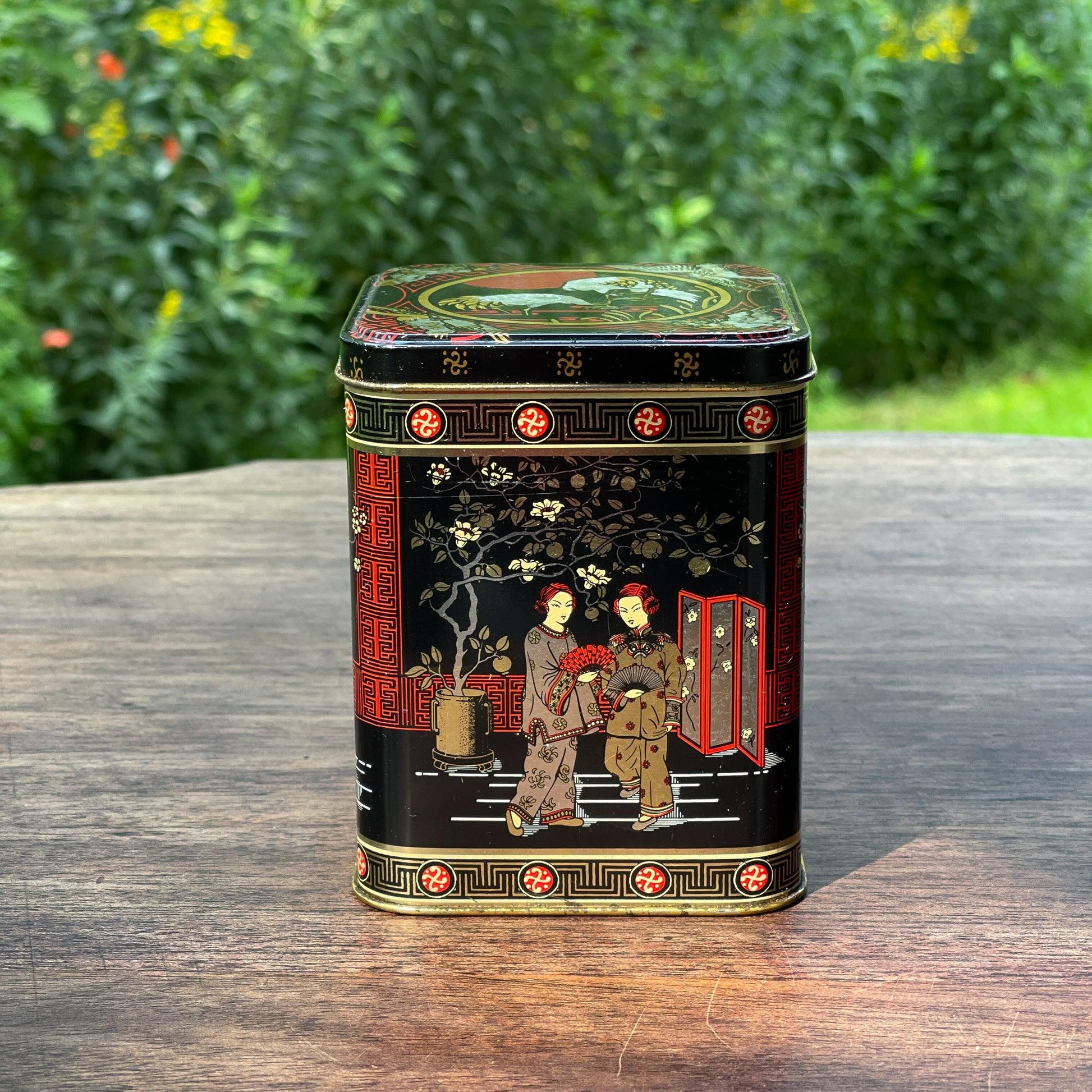 Vintage Chinese thee blik - Bamestra Curiosa