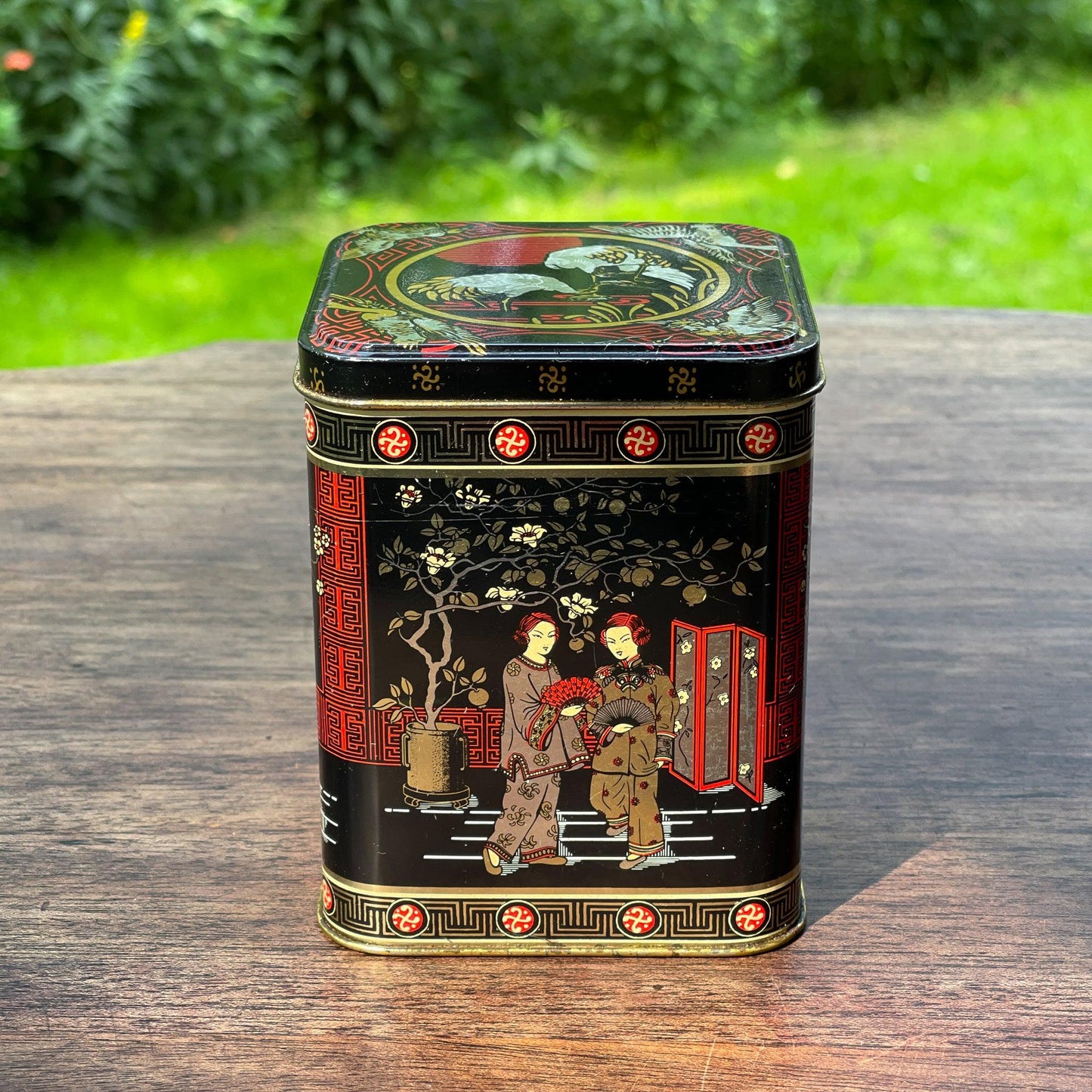 Vintage Chinese thee blik - Bamestra Curiosa