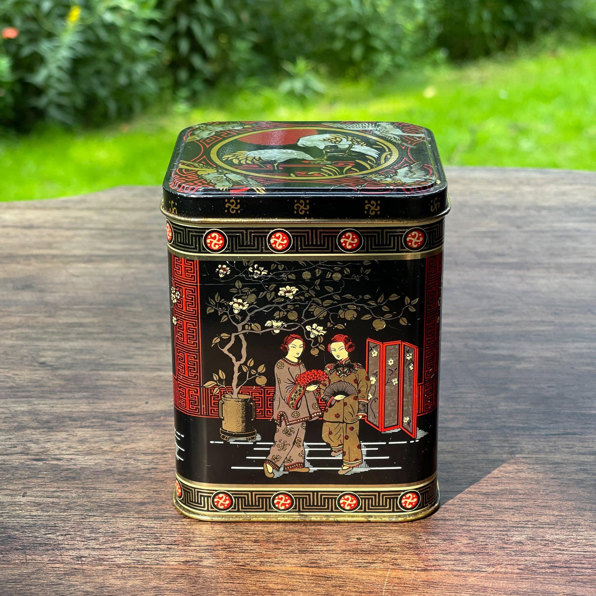 Vintage Chinese thee blik - Bamestra Curiosa