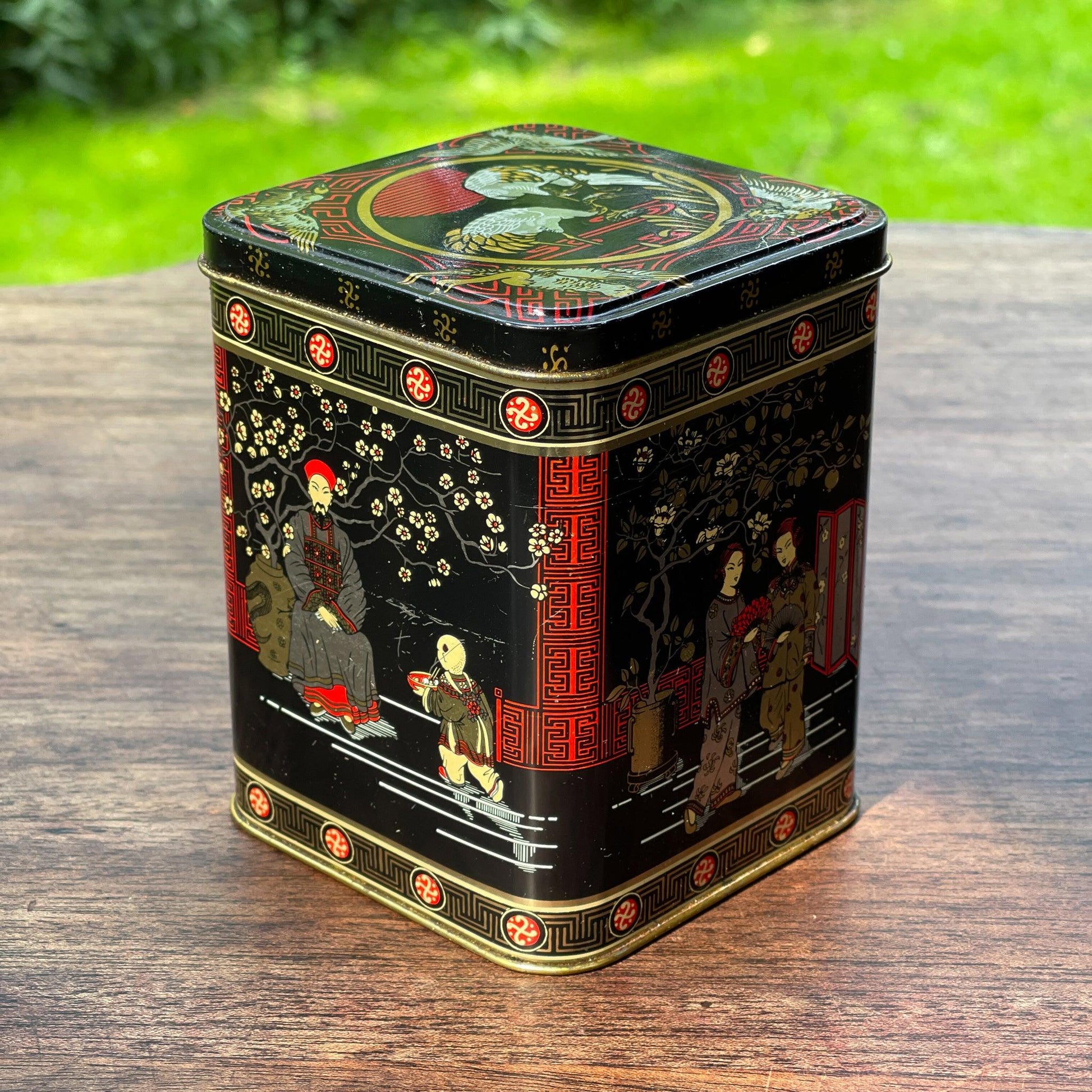 Vintage Chinese thee blik - Bamestra Curiosa