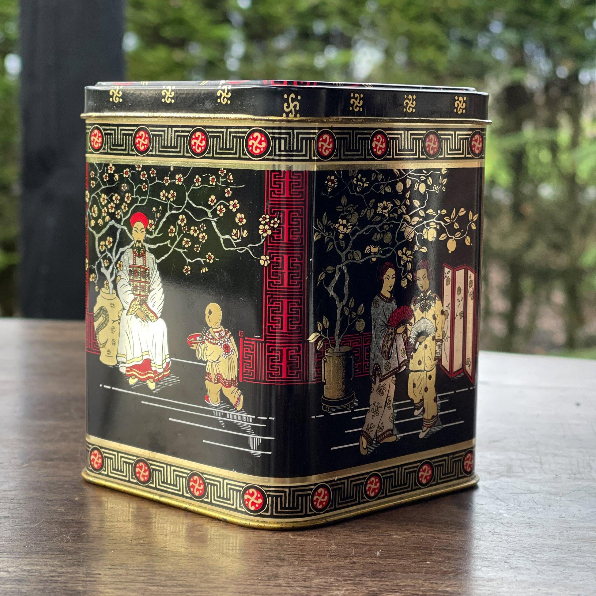 Vintage Chinese thee blik - Bamestra Curiosa