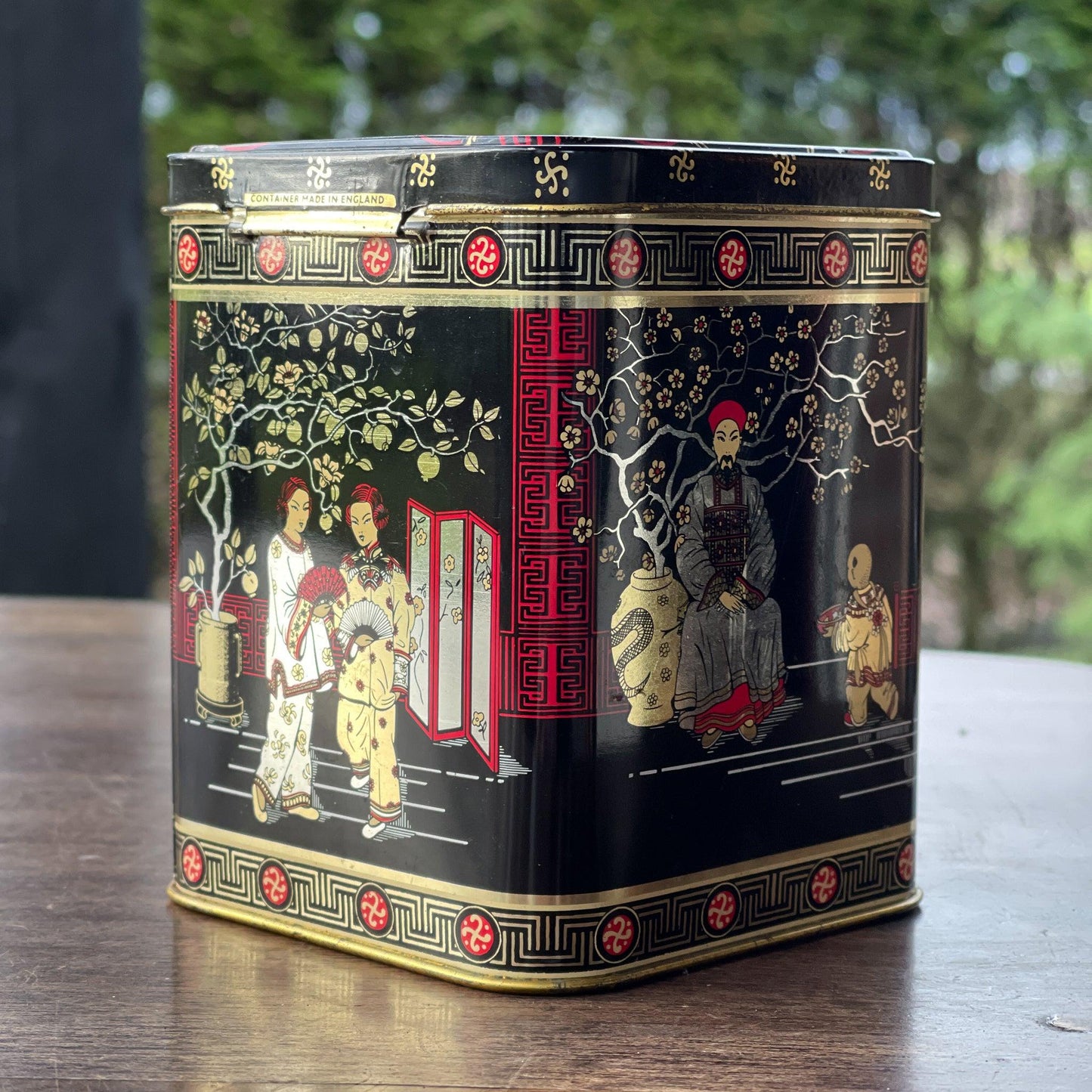 Vintage Chinese thee blik - Bamestra Curiosa