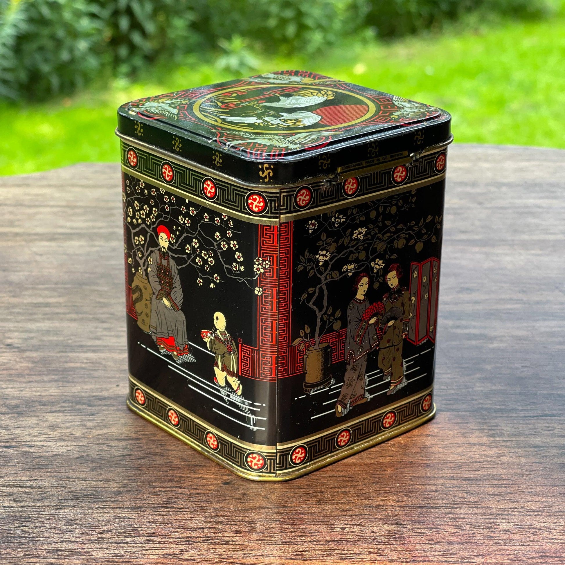 Vintage Chinese thee blik - Bamestra Curiosa