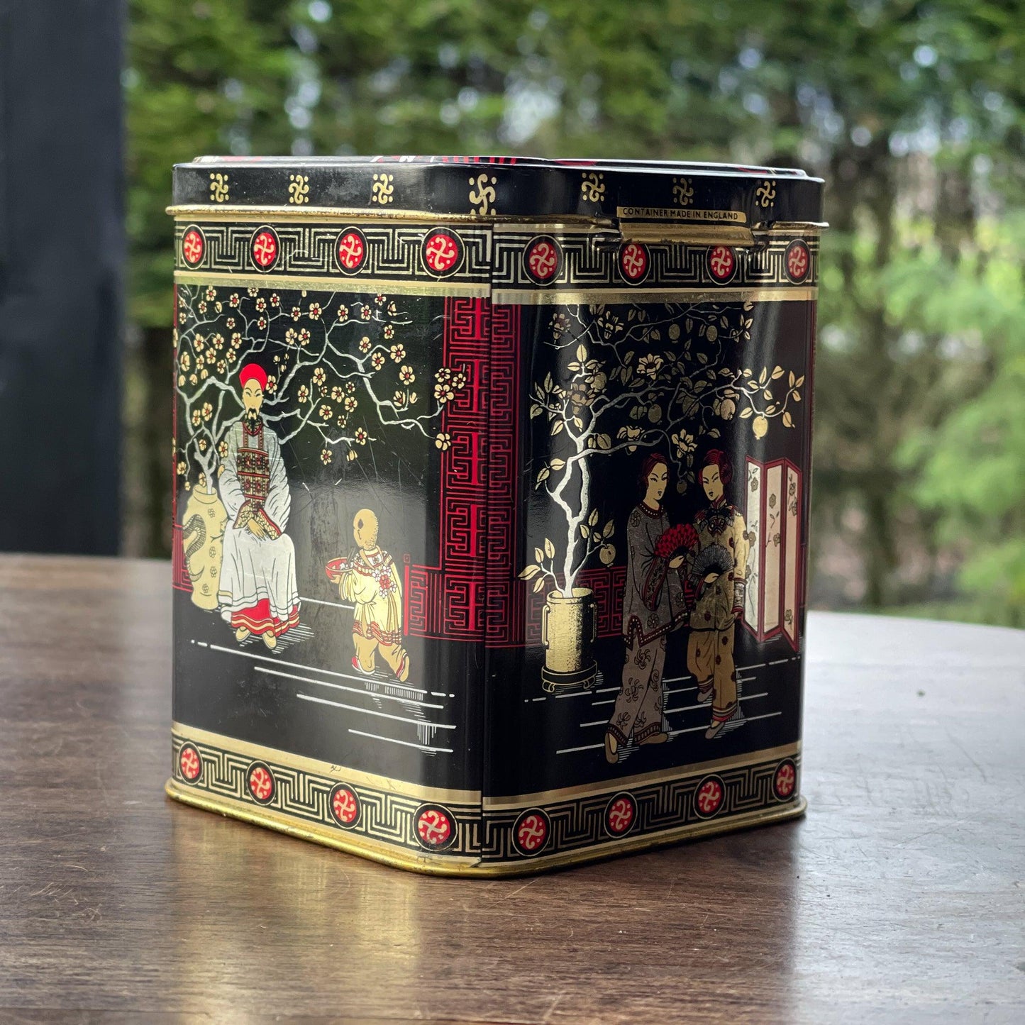 Vintage Chinese thee blik - Bamestra Curiosa