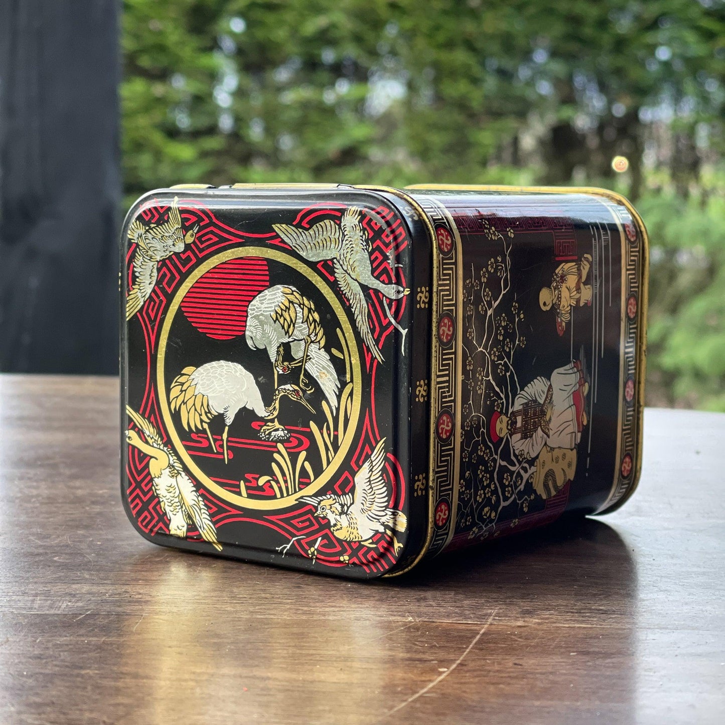 Vintage Chinese thee blik - Bamestra Curiosa