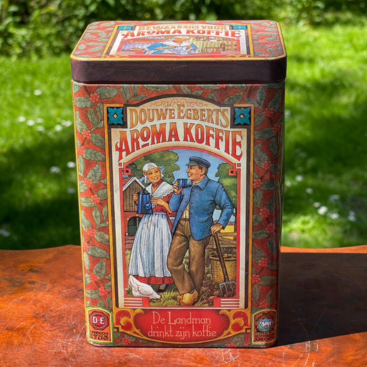 Vintage Douwe Egberts bewaarblik voor aroma koffie - Bamestra Curiosa