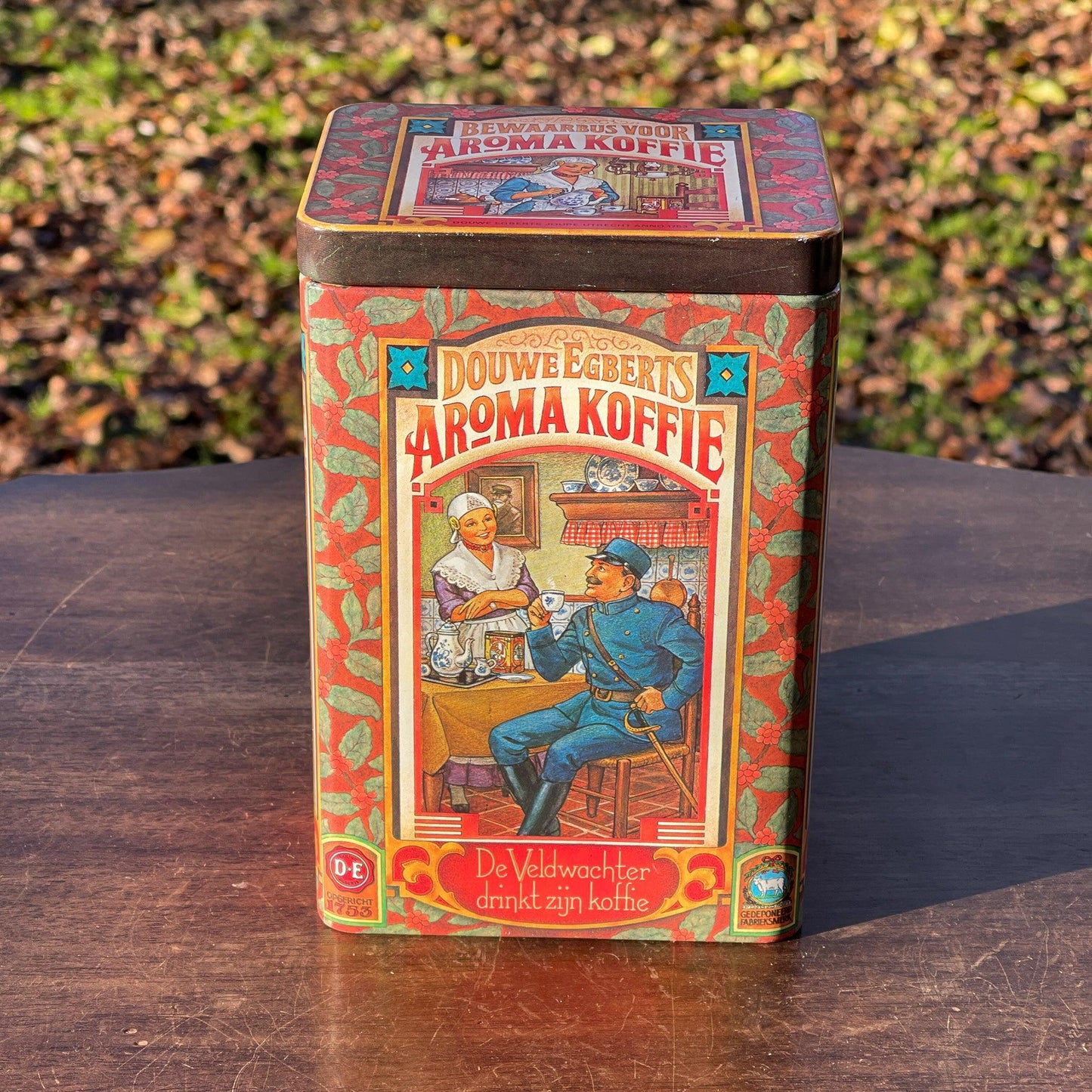 Vintage Douwe Egberts bewaarblik voor aroma koffie - Bamestra Curiosa