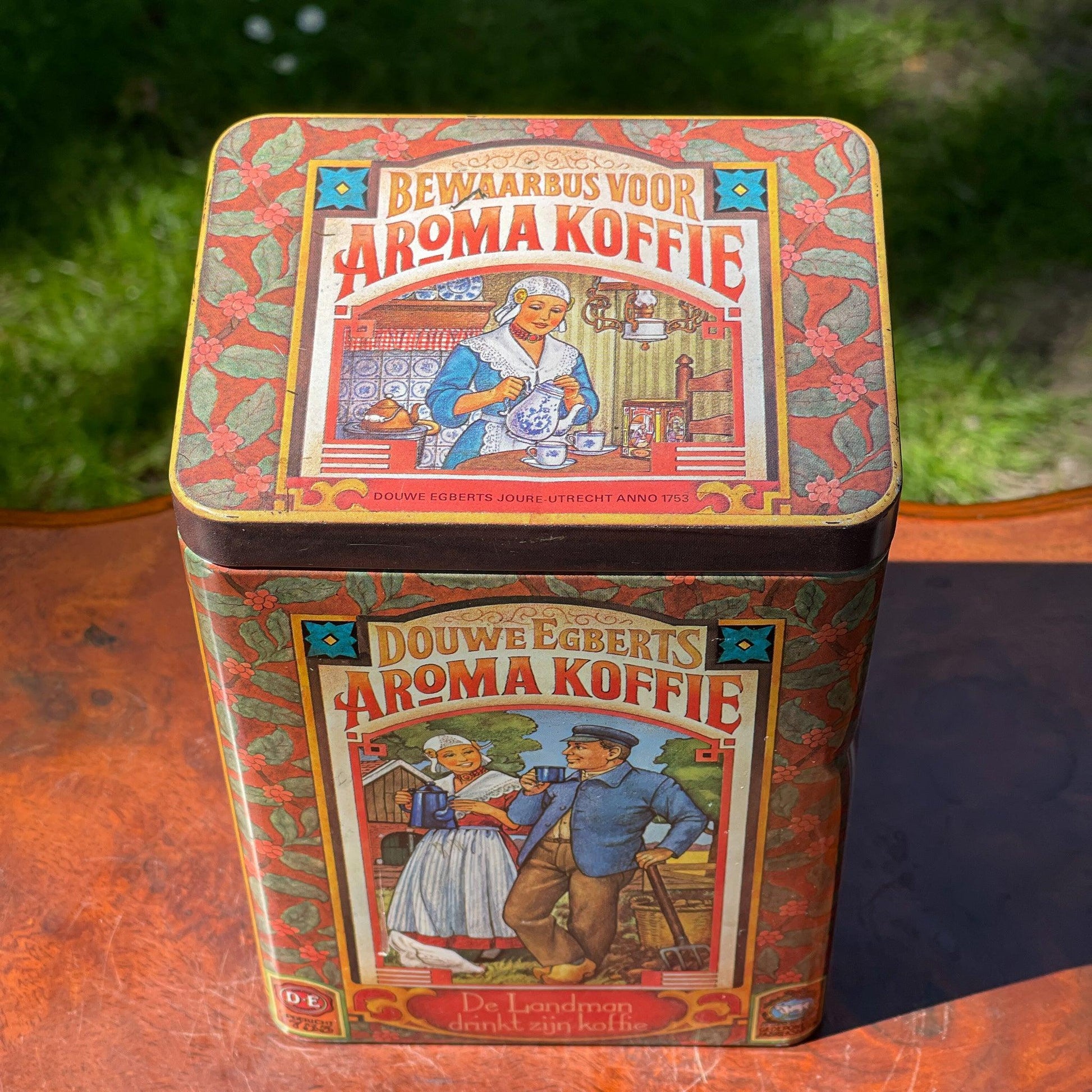 Vintage Douwe Egberts bewaarblik voor aroma koffie - Bamestra Curiosa
