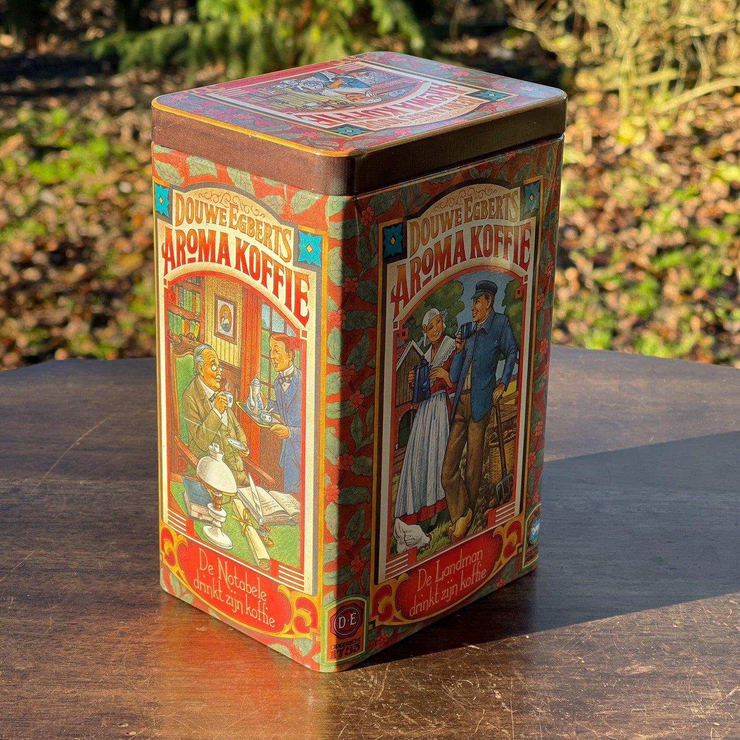 Vintage Douwe Egberts bewaarblik voor aroma koffie - Bamestra Curiosa