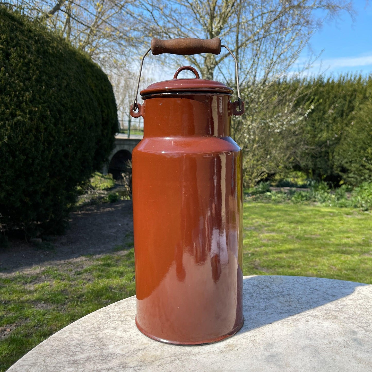 Vintage emaille melkbus met deksel - Bamestra Curiosa