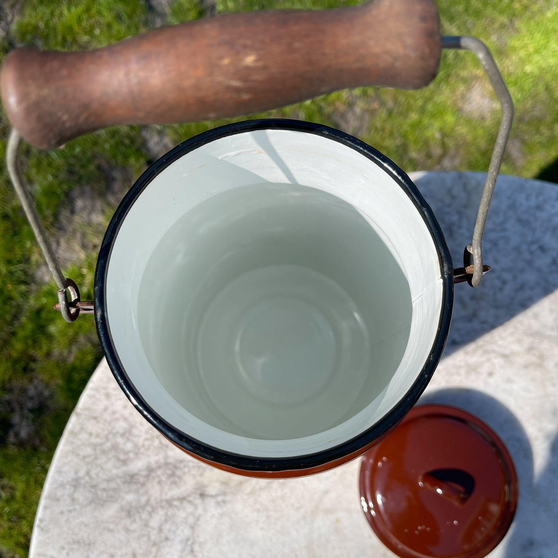 Vintage emaille melkbus met deksel - Bamestra Curiosa