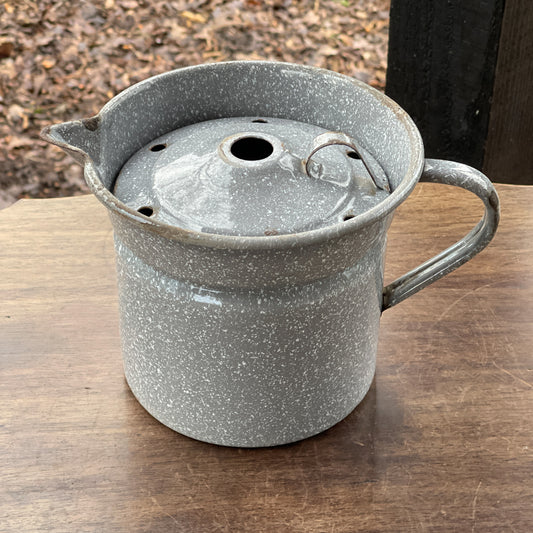 Emaille melkkoker grijs gewolkt - Bamestra Curiosa