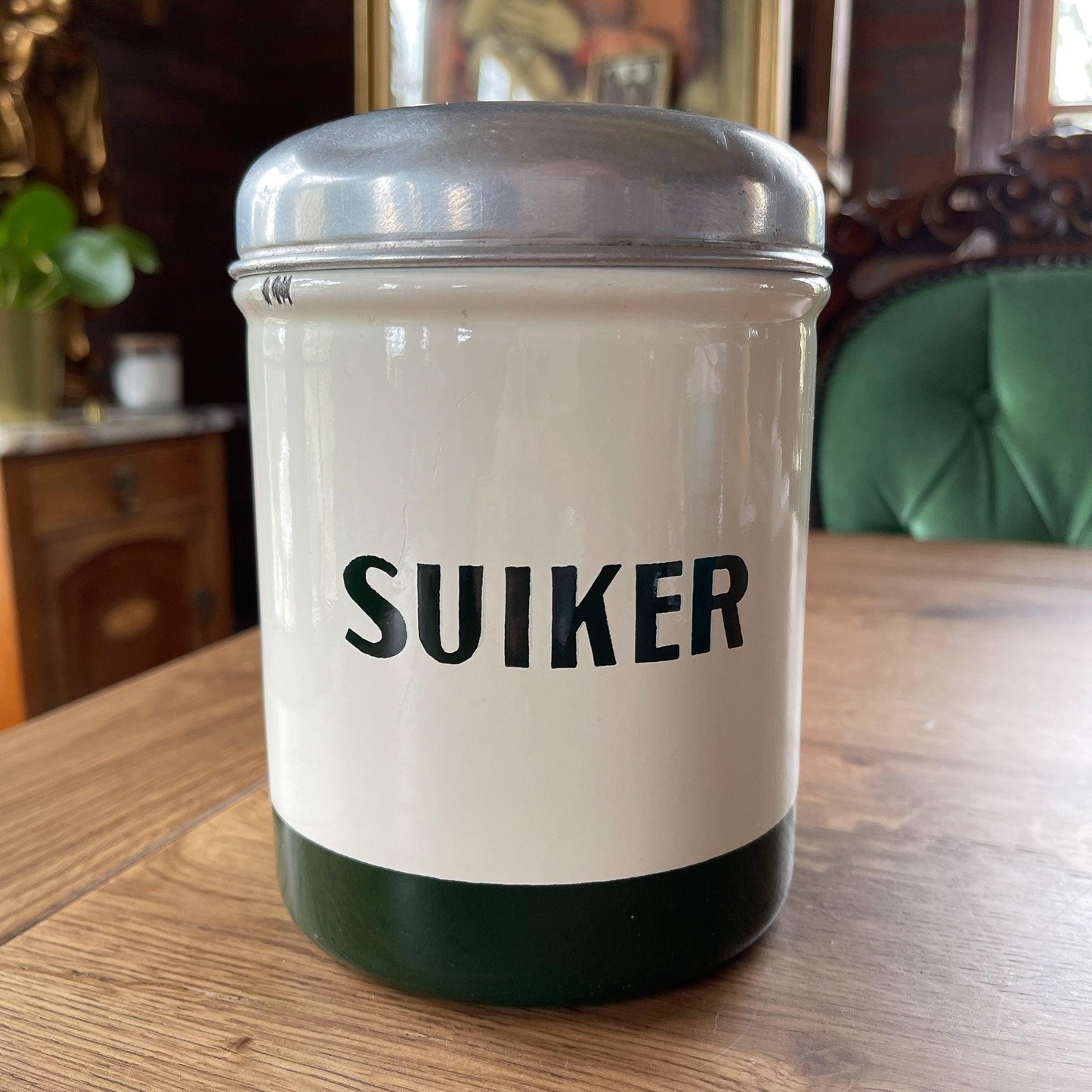 Vintage emaille suikerbus - Bamestra Curiosa