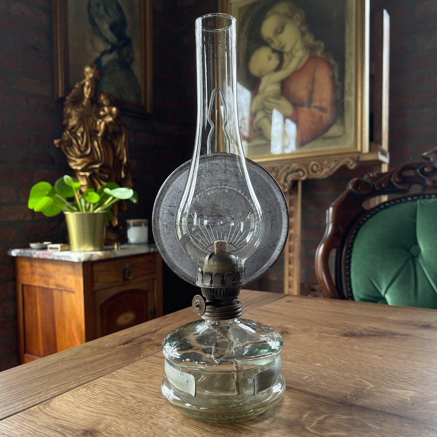 Vintage glazen olielamp zon - Bamestra Curiosa