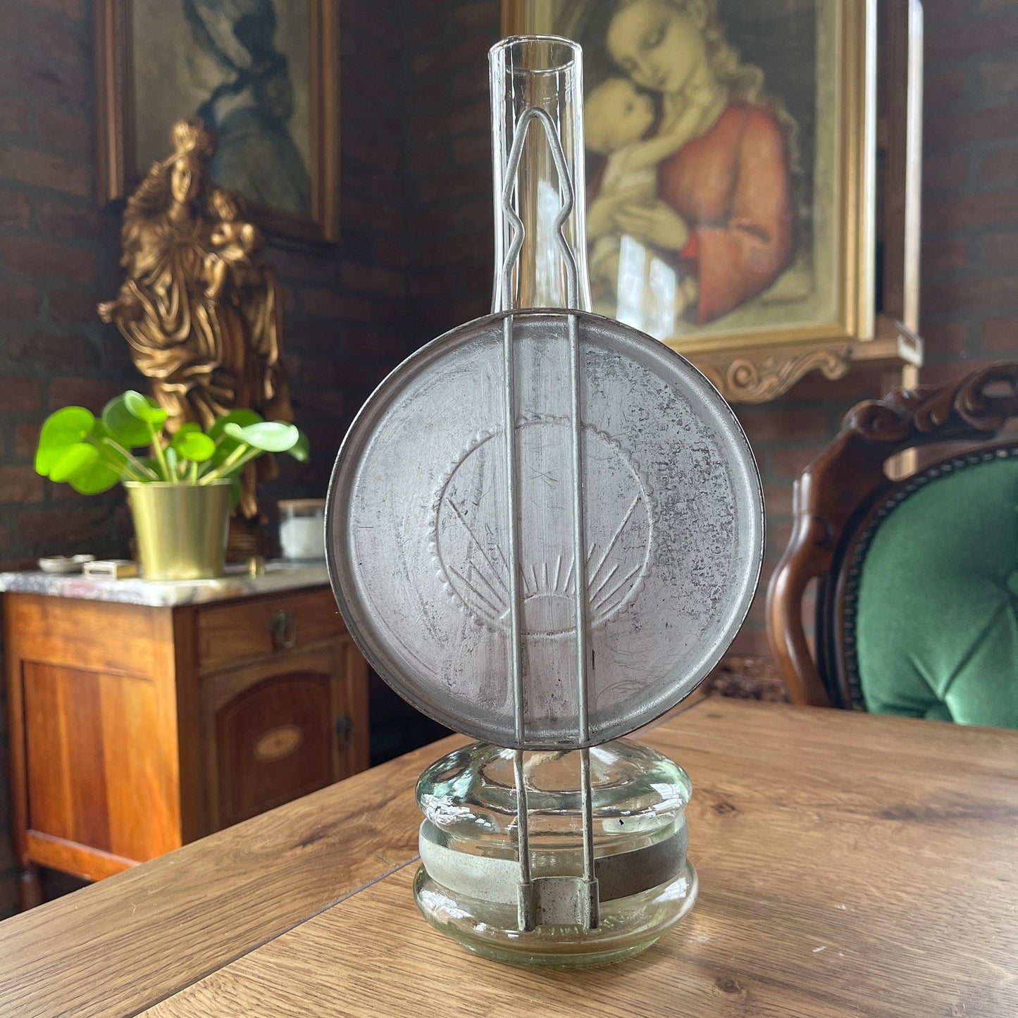 Vintage glazen olielamp zon - Bamestra Curiosa