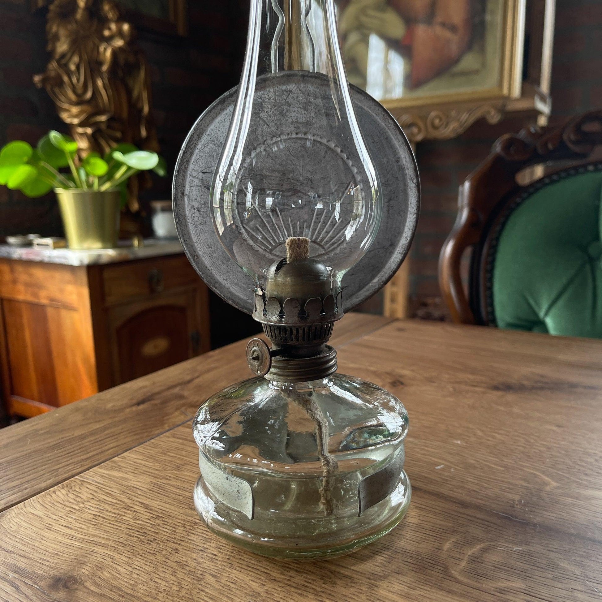 Vintage glazen olielamp zon - Bamestra Curiosa