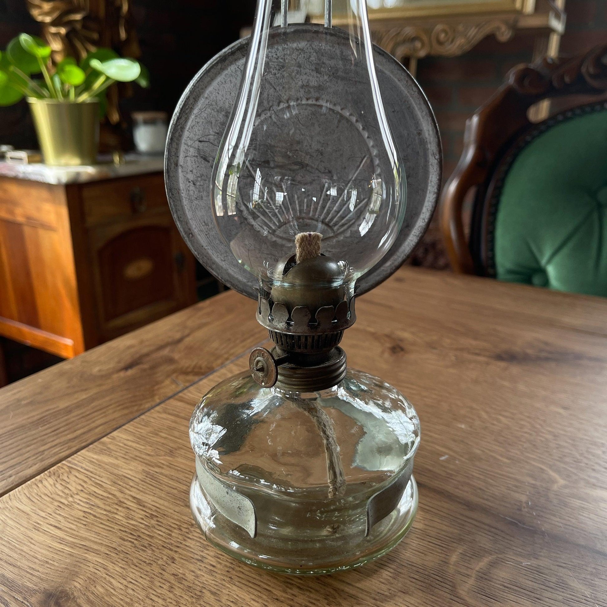 Vintage glazen olielamp zon - Bamestra Curiosa