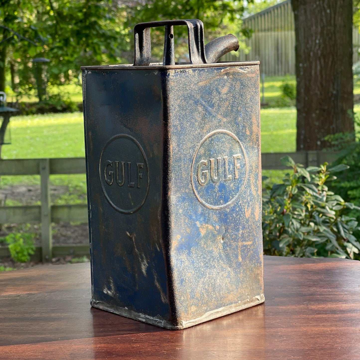 Vintage Gulf petroleum kan - Bamestra Curiosa