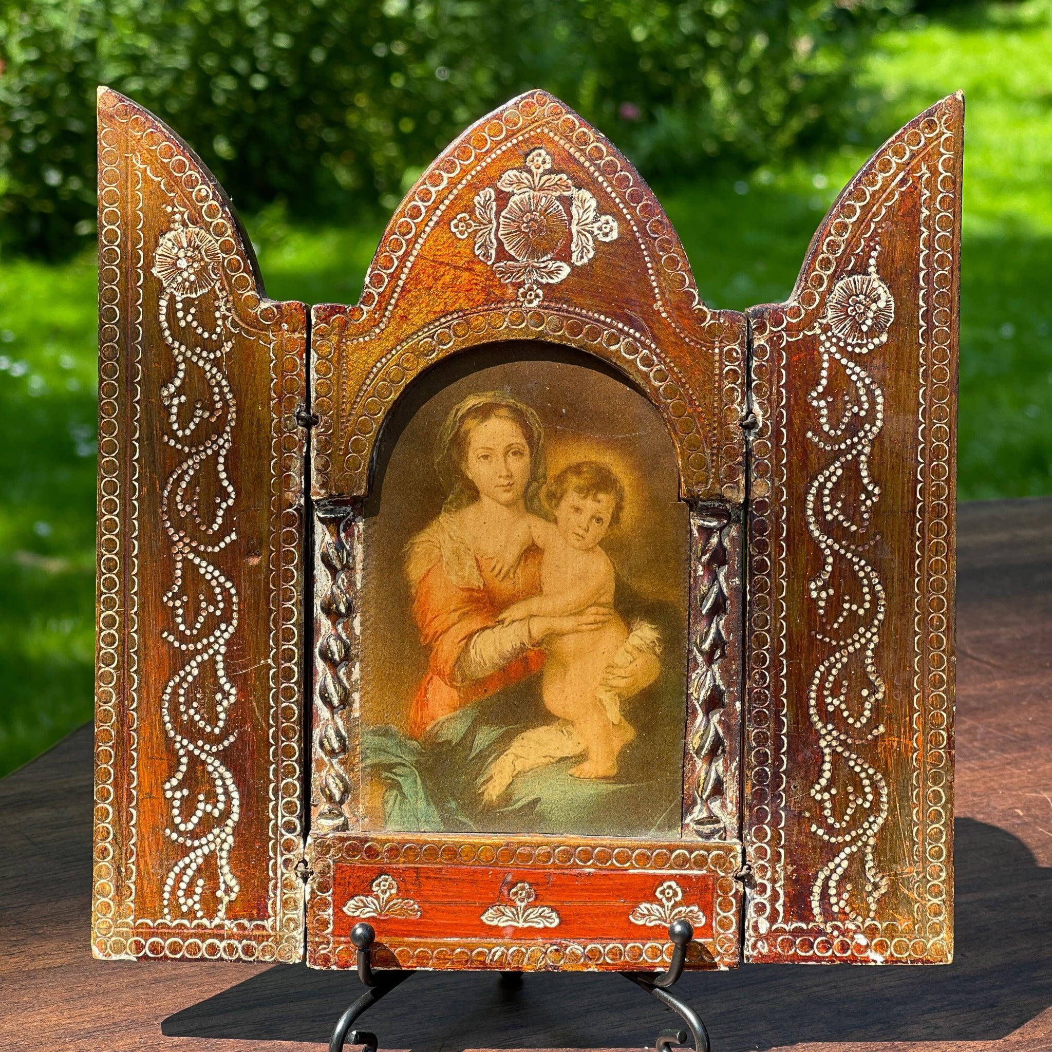 Vintage Italiaans drieluik Icoon Murillo - The Collectionist