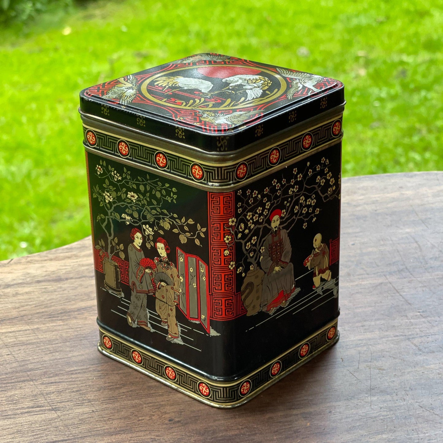 Vintage Japanse thee blik - Bamestra Curiosa