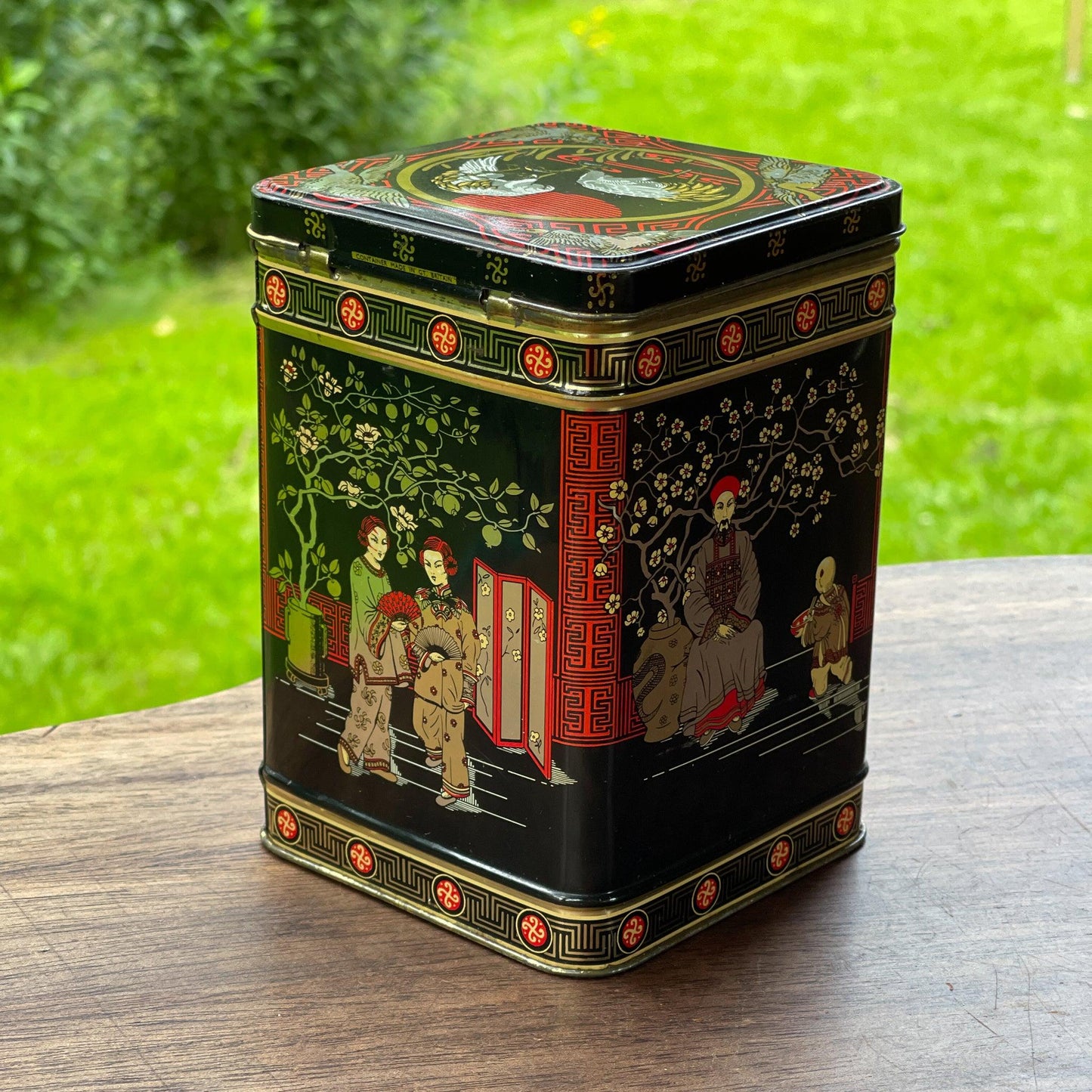 Vintage Japanse thee blik - Bamestra Curiosa