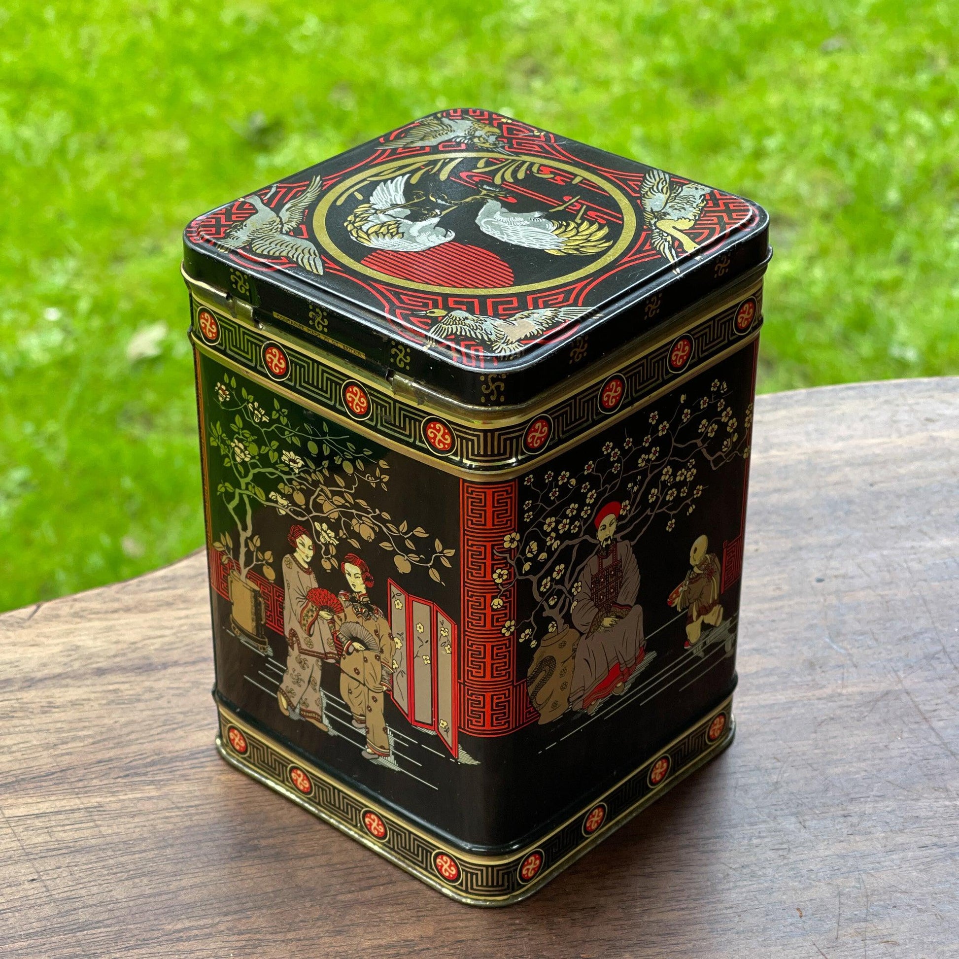 Vintage Japanse thee blik - Bamestra Curiosa