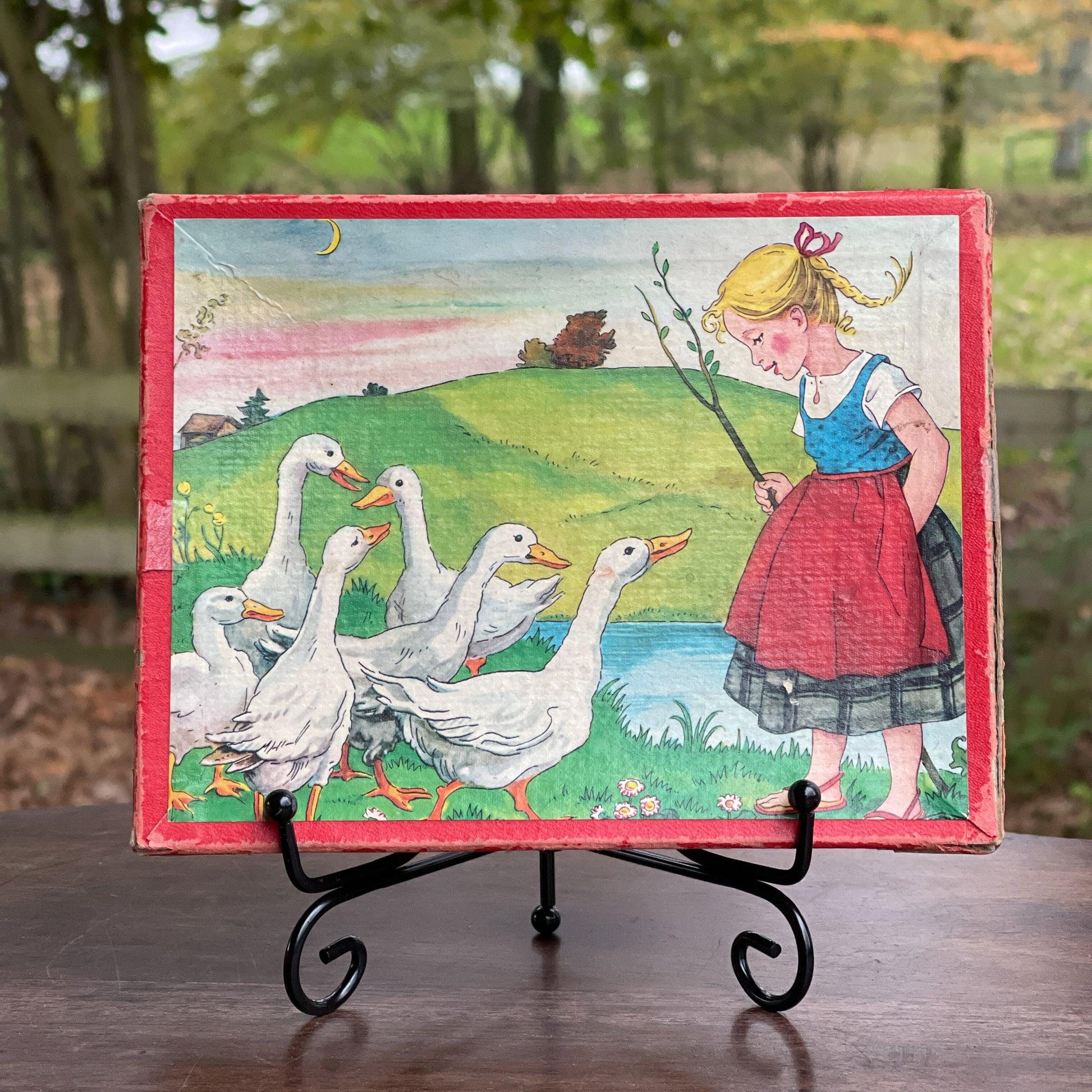 Vintage jigsaw puzzel meisje met ganzen - The Collectionist