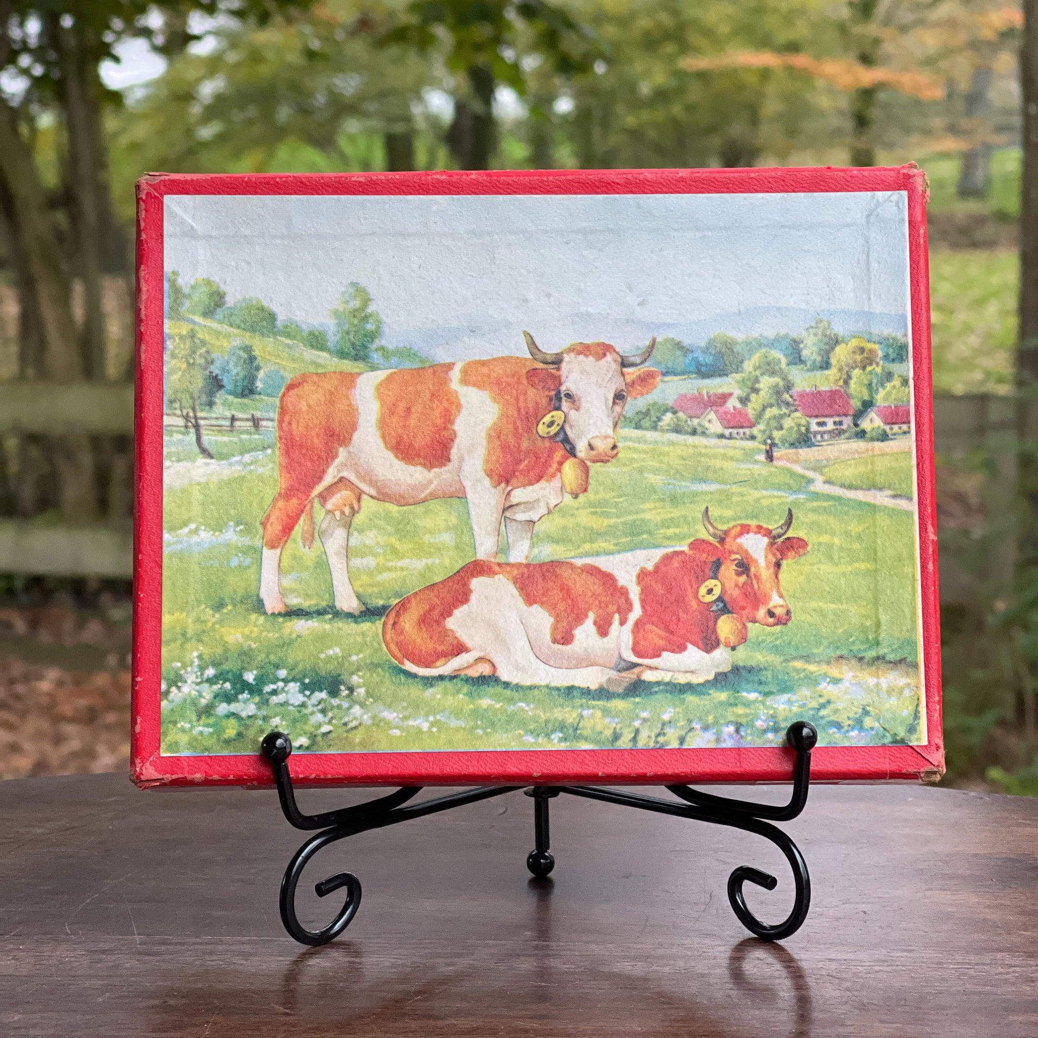 Vintage jigsaw puzzel met twee koeien - The Collectionist