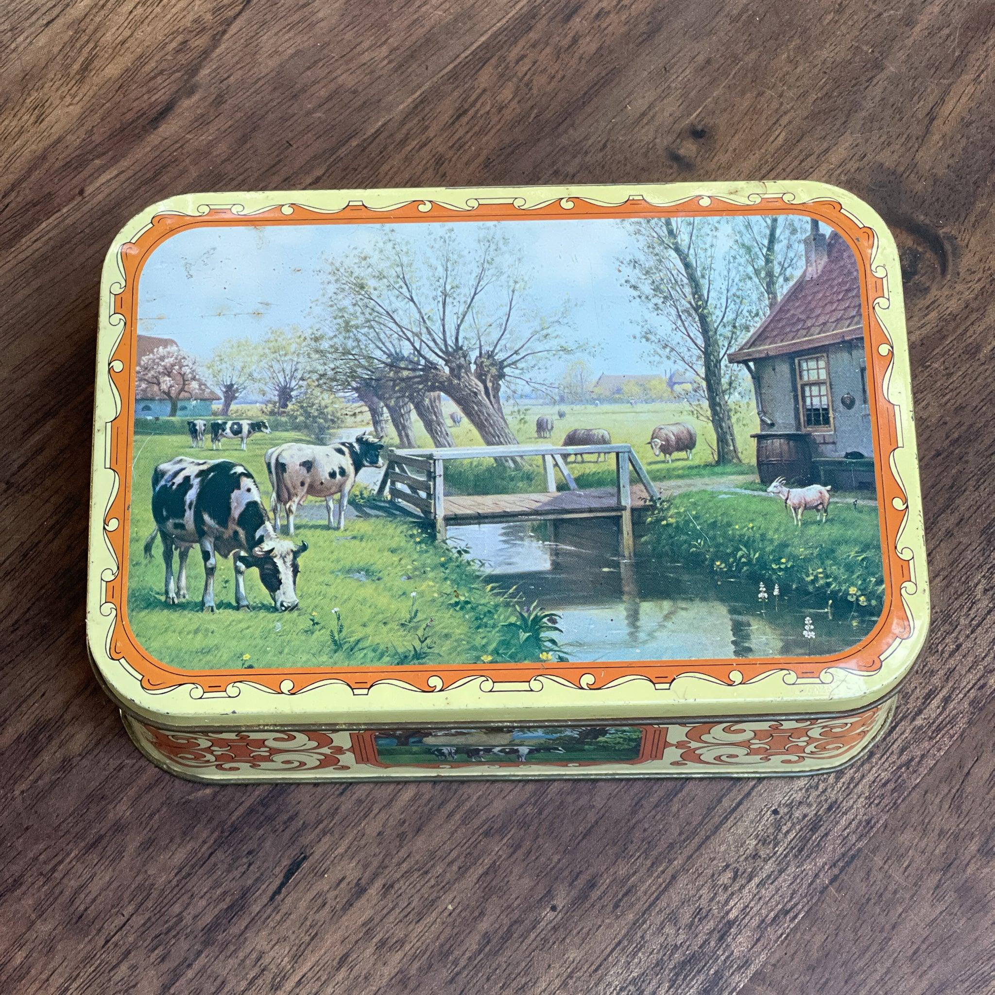 Vintage koekblik met Hollands landschap - The Collectionist