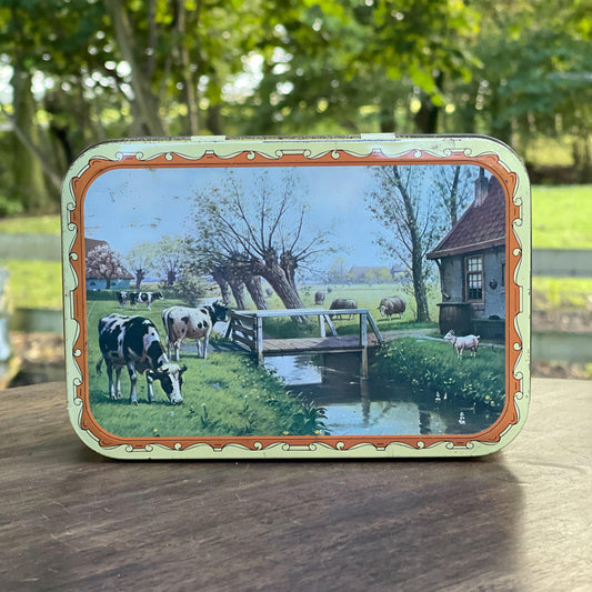 Vintage koekblik met Hollands landschap - Bamestra Curiosa