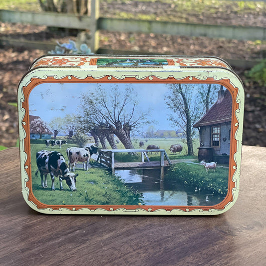 Vintage koekblik met Hollands landschap - Bamestra Curiosa
