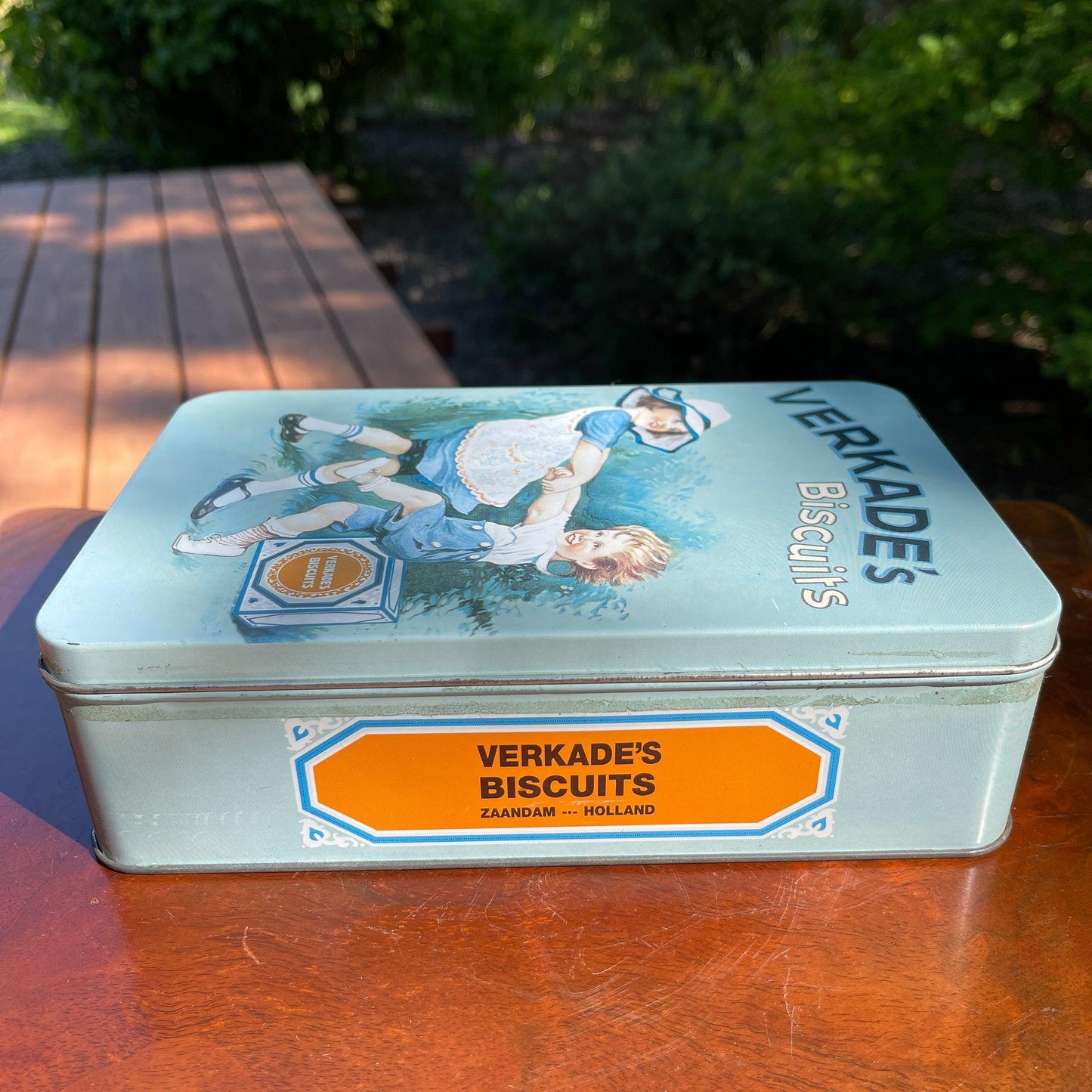 Vintage koekblik van Verkade - Bamestra Curiosa