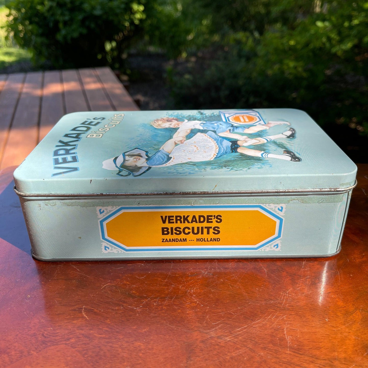 Vintage koekblik van Verkade - Bamestra Curiosa