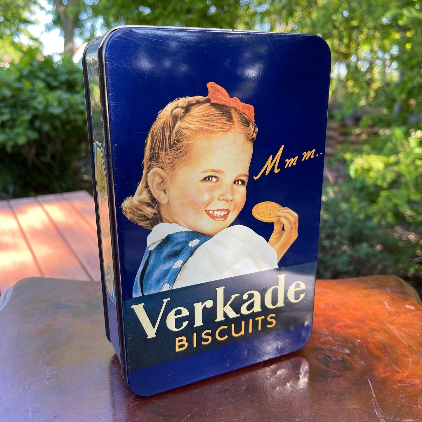 Vintage koekblik van Verkade - Bamestra Curiosa